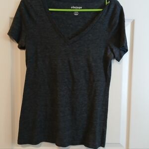 Vintage Women's Charcoal V-Neck Tee